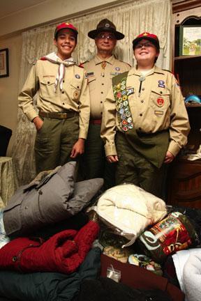 Scout holds coat drive