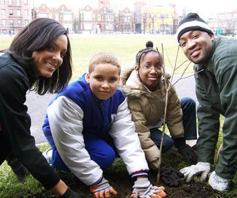 Hunts Point kids plant 50 saplings