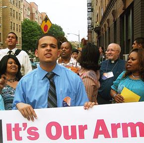 Crowd rallies for Armory control