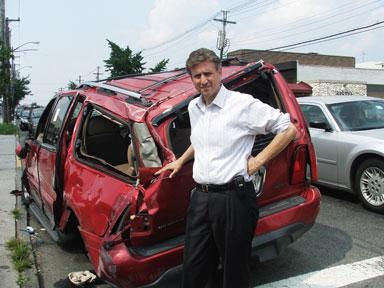 Careening SUV rips through church fence