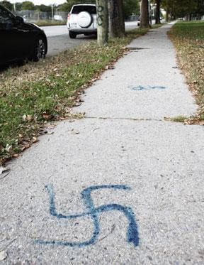 Hate graffiti defiles park