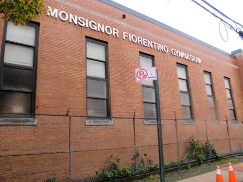 No Parking signage down in surrounding shuttered school
