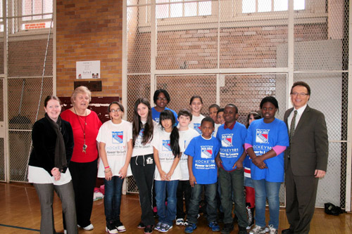 NY Rangers donate hockey gear to Morris Park school