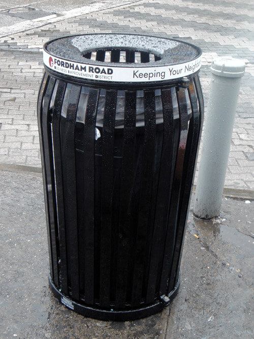 New trash cans placed along Fordham Road