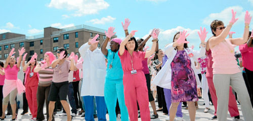 St. Barnabas staff film Pink Glove Dance for national competition|St. Barnabas staff film Pink Glove Dance for national competition|St. Barnabas staff film Pink Glove Dance for national competition