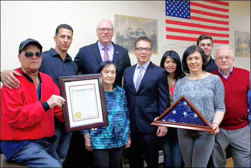 Late Pelham Bay veteran advocate Lou Durante recognized by Congressman Crowley