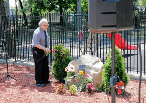 Warfel gets his memorial stone