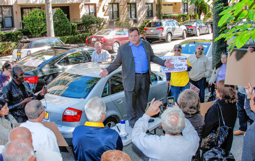 Rally held outside Pelham Grand building in Pelham Bay|Rally held outside Pelham Grand building in Pelham Bay|Rally held outside Pelham Grand building in Pelham Bay