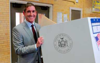 Senator Klein votes at P.S. 108