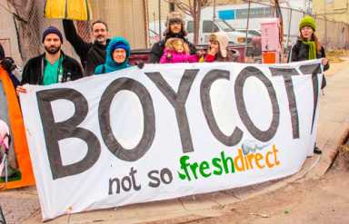 FreshDirect breaks ground on 500,000 square foot facility as protestors demonstrate outside|FreshDirect breaks ground on 500,000 square foot facility as protestors demonstrate outside