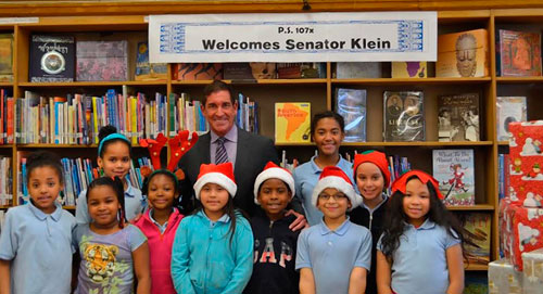 Textbooks donated to P.S. 107 by Klein