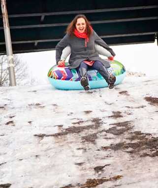 Youth and adults go sledding on Pelham Bay hill|Youth and adults go sledding on Pelham Bay hill|Youth and adults go sledding on Pelham Bay hill