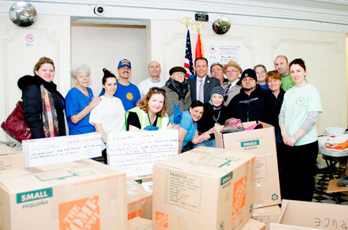 Boxes packed for Albanian flood victims