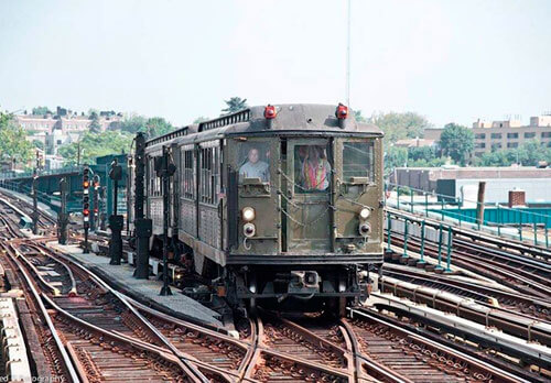 Classic subway cars bring fans to Yankee Stadium on opening day