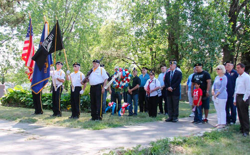 Flag ceremony at Memorial Park|Flag ceremony at Memorial Park