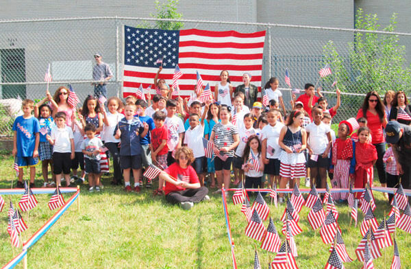 P.S. 304 dedicates Liberty Lawn with American flags for first responders, service personnel|P.S. 304 dedicates Liberty Lawn with American flags for first responders, service personnel
