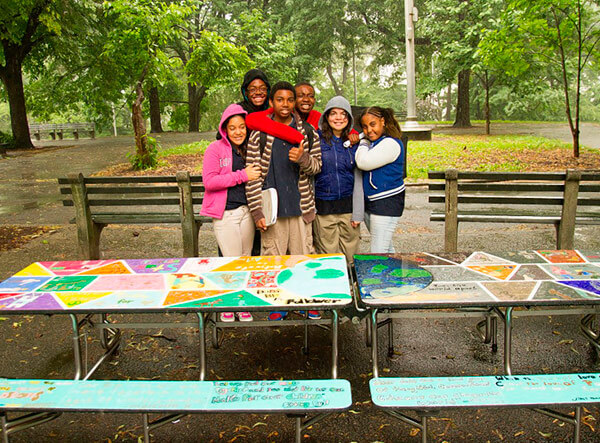 LeAp students create artwork out of cafeteria tables
