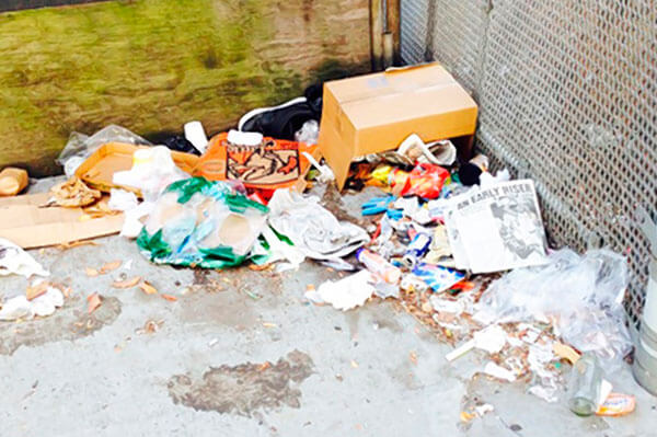 Trash cleaned near two subway facilities|Trash cleaned near two subway facilities