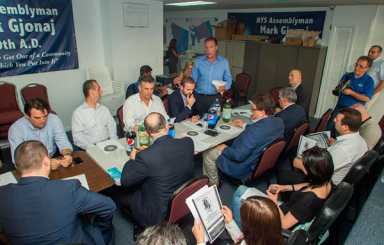 Gjonaj hosts planning at campaign office for Mother Teresa canonization