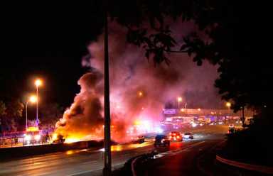 Truck Fire Lights Up The Sky|Truck Fire Lights Up The Sky