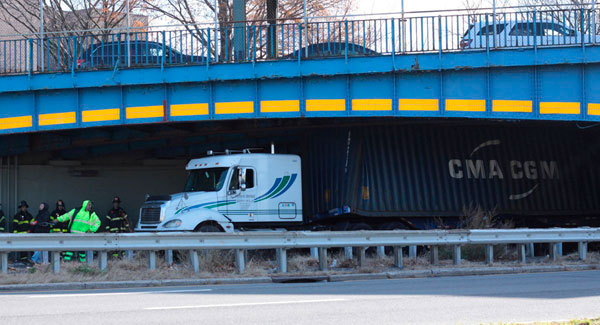 Truck Strikes Westchester Avenue Overpass