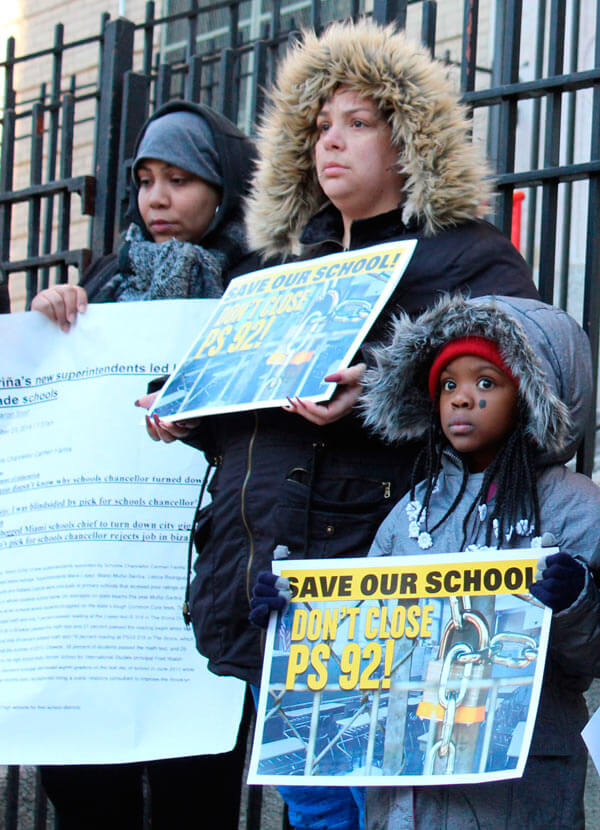 Parents protest C.S. 92 school-closure decision