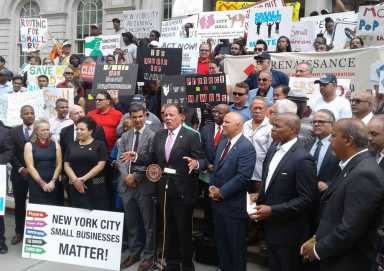 Small biz rally held/Gjonaj heads City Hall protest for ‘mom and pop’ shops