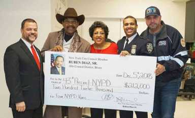 Councilman Diaz Presents Check To 43rd Pct.