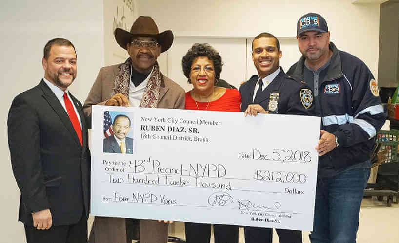 Councilman Diaz Presents Check To 43rd Pct.