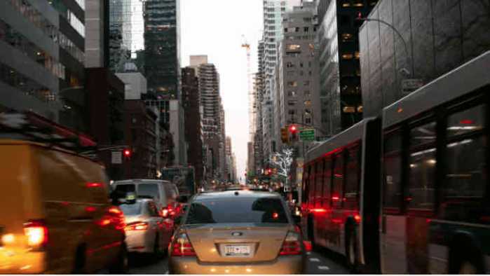 Image shows bumper to bumper traffic in Manhattan, which congestion pricing hopes to alleviate, if the courts allow it to proceed.