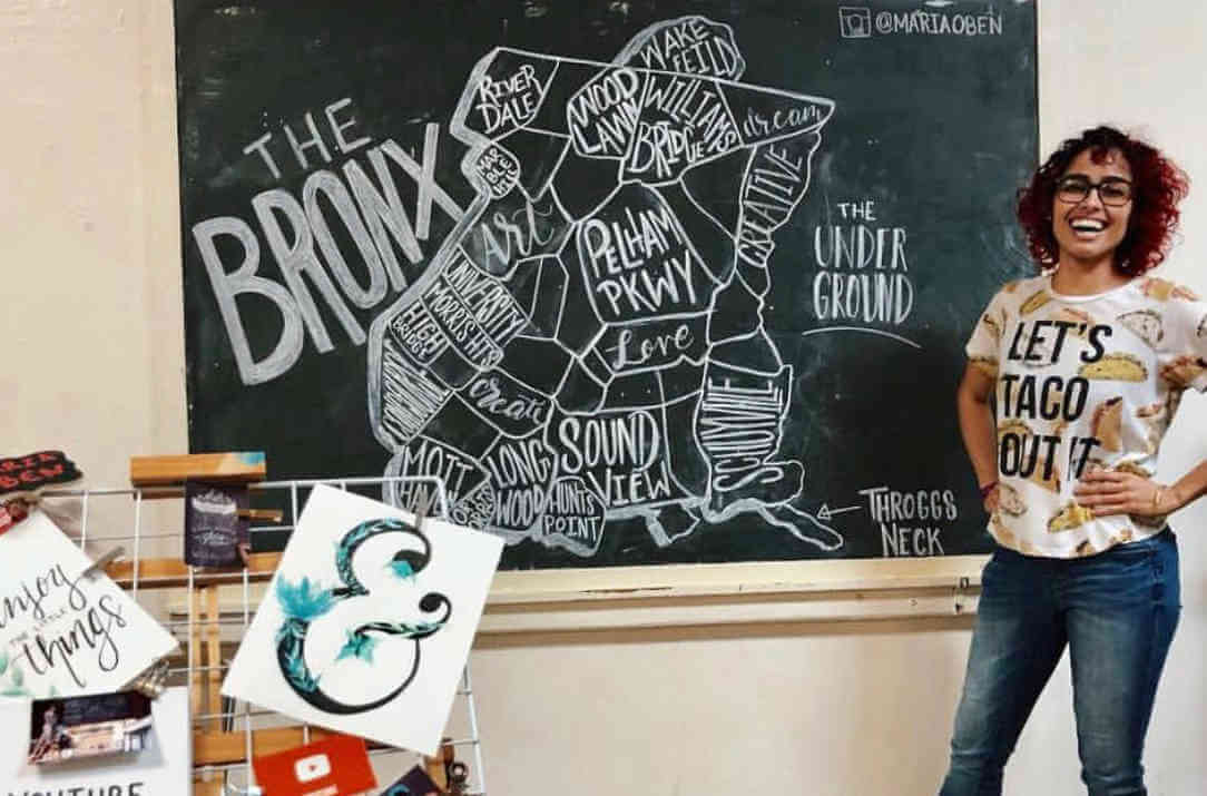 Chalk muralist Maria Oben sketches the Bronx|Chalk muralist Maria Oben sketches the Bronx