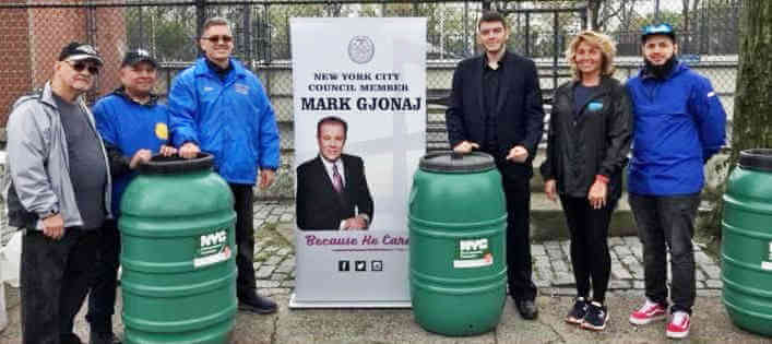 Gjonaj, DEP Host Rain Barrel Giveaway