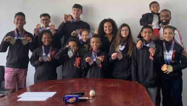 Fernandez With Martial Arts Academy Students