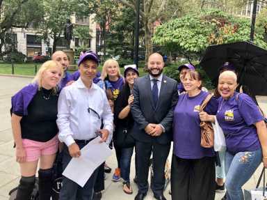 Councilman Salamanca, 32BJ SEIU members at City Hall
