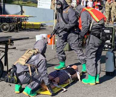 Fire drill held by Jacobi with FDNY, Army