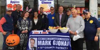 Trick-or-treaters meet Councilman Gjonaj on Halloween