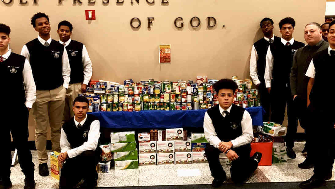 St. Raymond High School for Boys’ food drive benefits Mercy Center