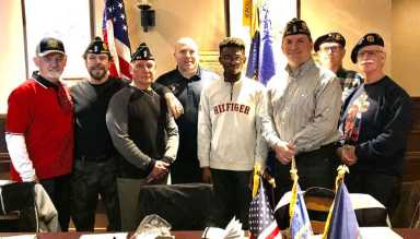 Am. Legion Post 253’s family meeting attended by HS student Nwako