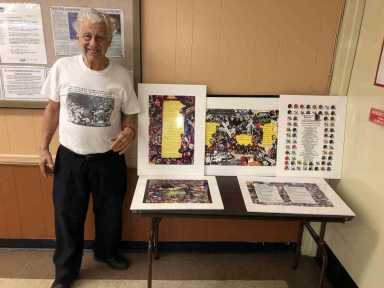 Football themed-collages designed by local football buff Victor Mastro