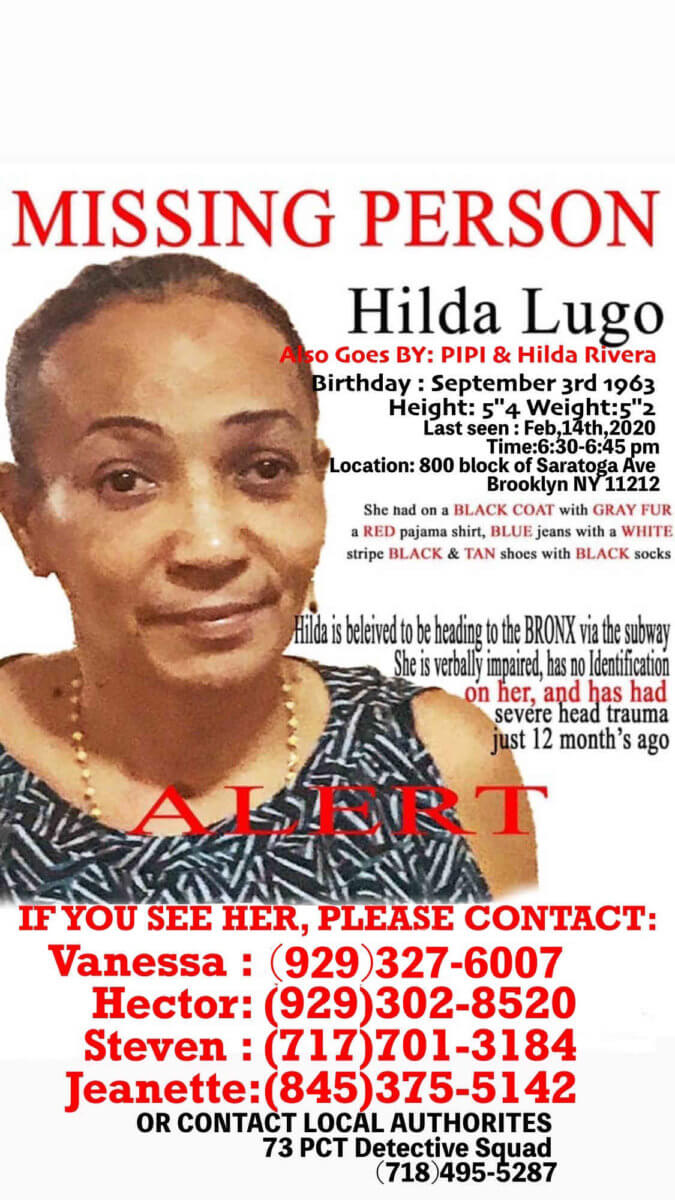 Missing Person: Hilda Lugo|Missing Person: Hilda Lugo