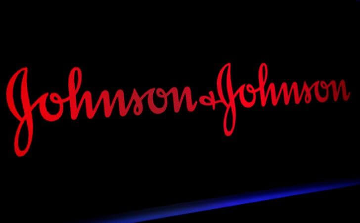 The Johnson & Johnson logo is displayed on a screen on the floor of the NYSE in New York