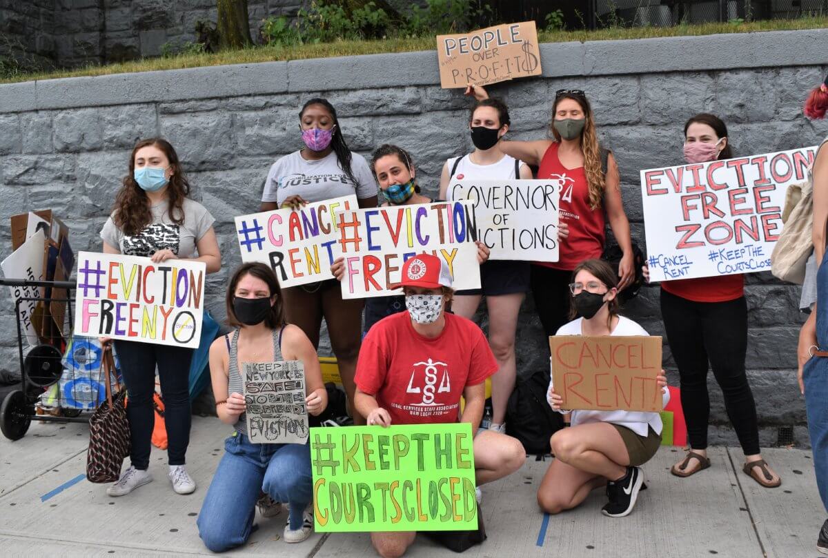 ‘housing Is A Right Tenants Hold Protest Calling For Eviction Courts To Remain Closed Through 