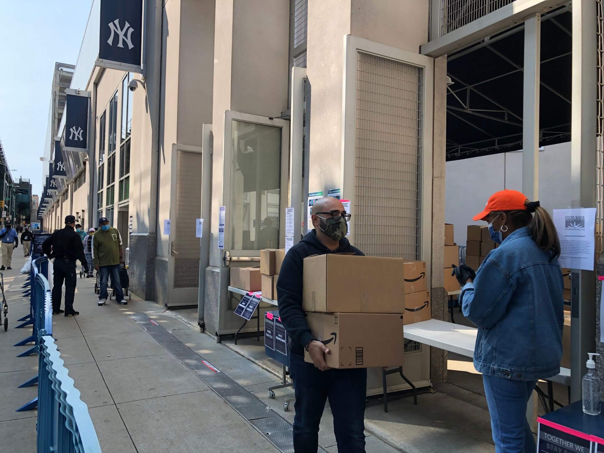 PHOTOS Yankee Stadium turns into popup food pantry for New Yorkers in