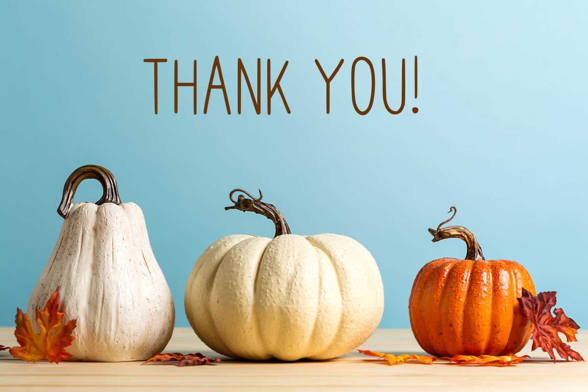 Thank you message with pumpkins