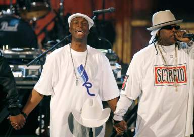 Grandmaster Flash and Melle Mel perform during Rock and Roll Hall of Fame induction ceremony in New York