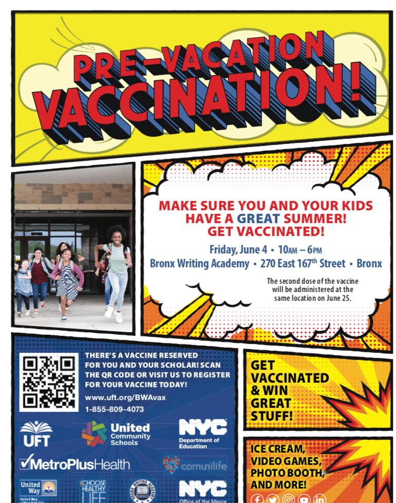 MetroPlusHealth, UFT, Mayor's office, United Way of NYC, and others join  forces to help vaccinate Bronx students on June 4 – Bronx Times