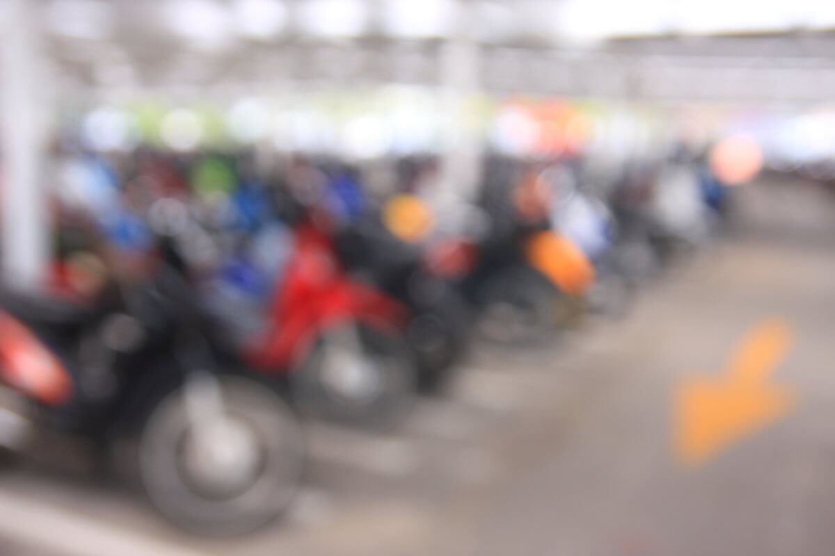 Blur photo motorcycle parking.