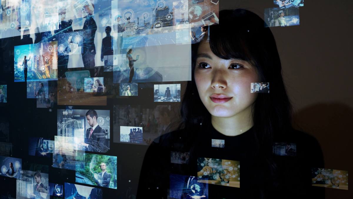 Visual contents concept. Social networking service. Streaming video. communication network.