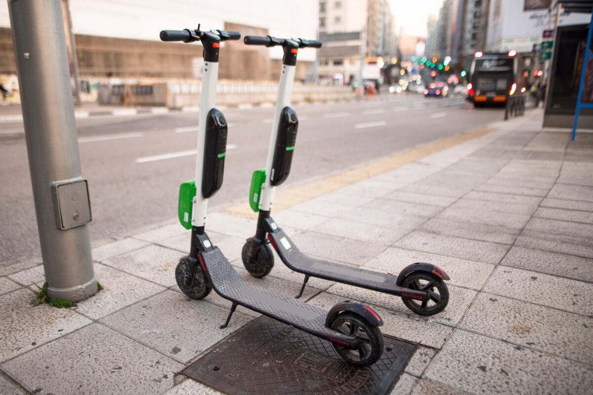 Electric scooter at city