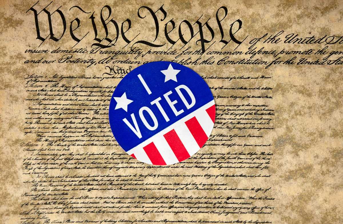 Voting sticker on United States Consitution